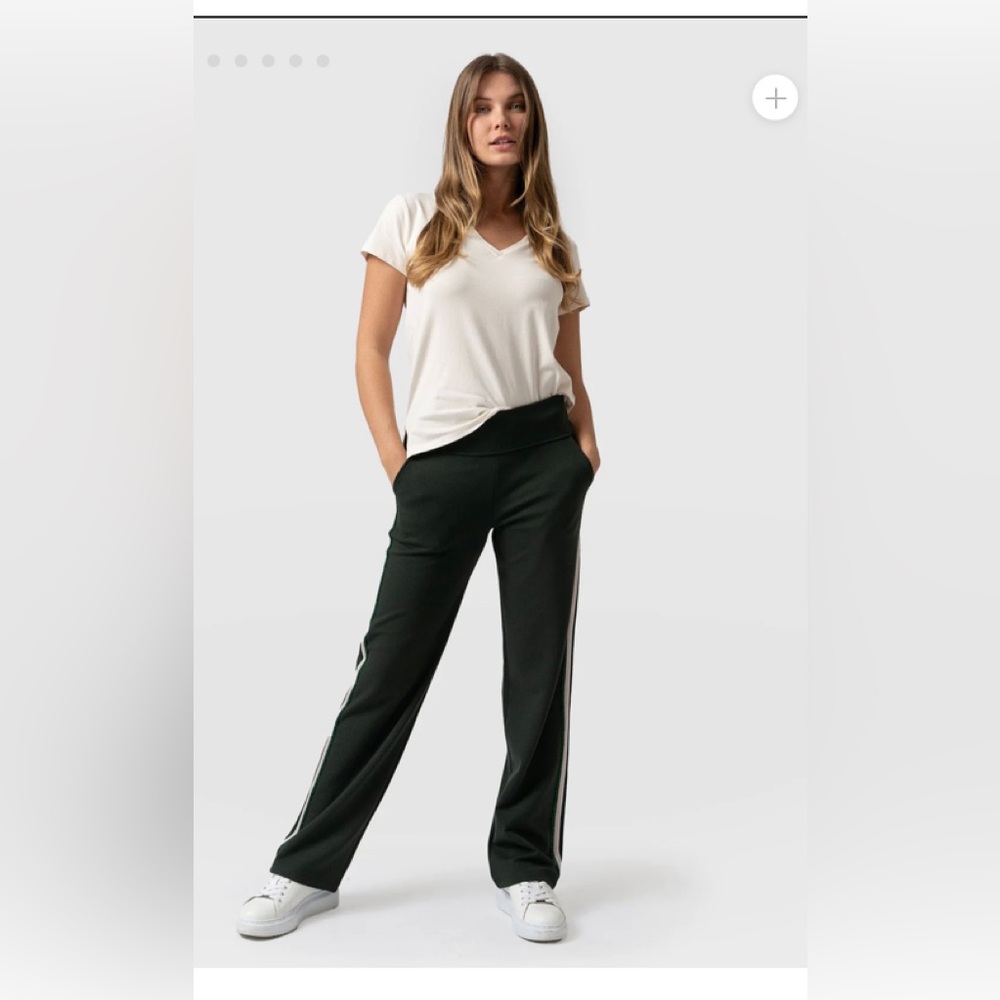SAINT + SOFIA NWT Runway pant - bottle green pink Lurec stripe
